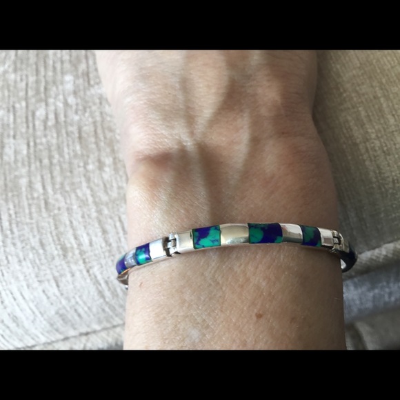 Vintage 950 Sterling Azurite stone bracelet - Picture 6 of 8